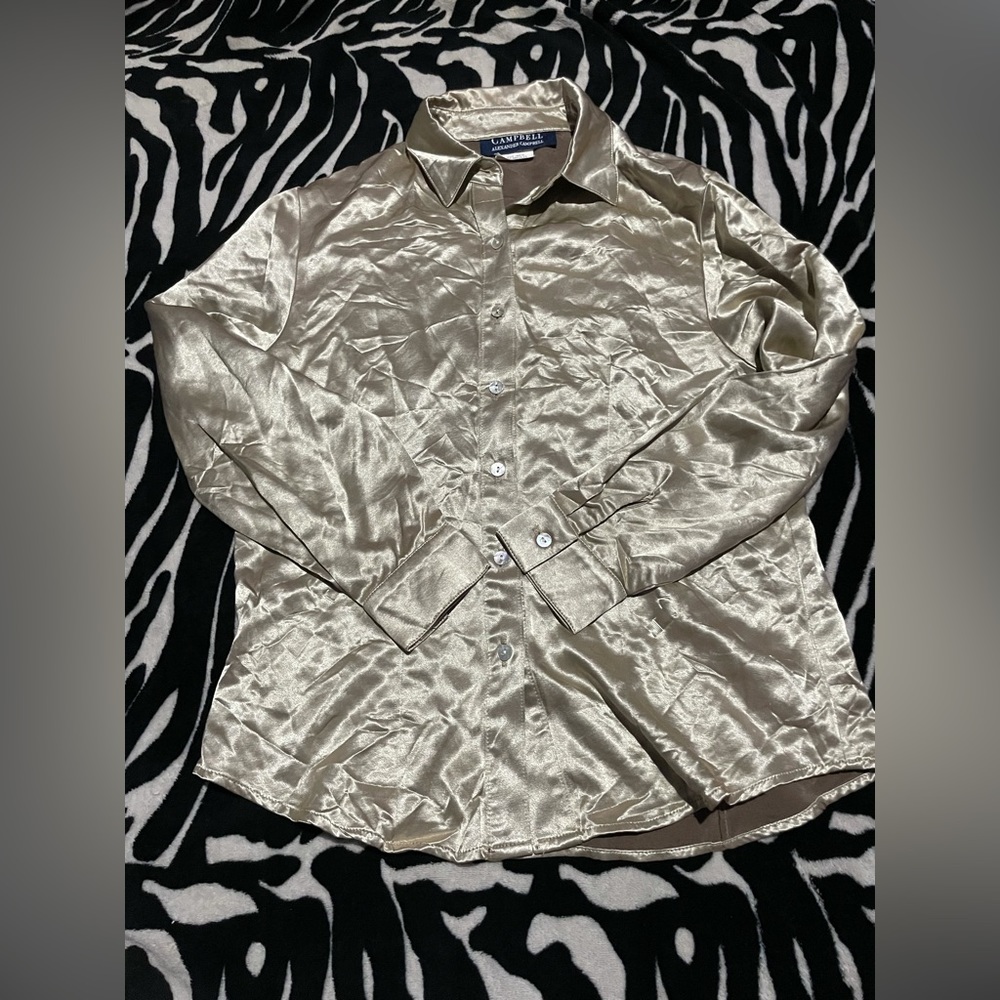 Alexander Campbell champagne color button down dress shirt/top